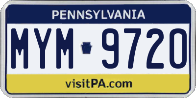 PA license plate MYM9720