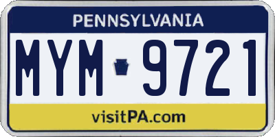 PA license plate MYM9721