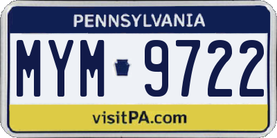 PA license plate MYM9722