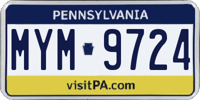 PA license plate MYM9724