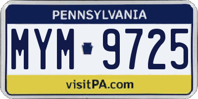 PA license plate MYM9725