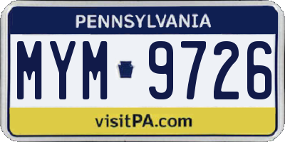 PA license plate MYM9726