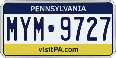 PA license plate MYM9727