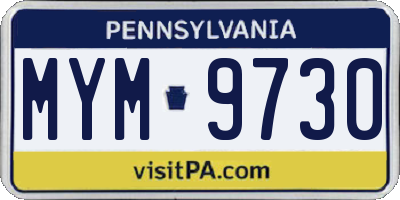 PA license plate MYM9730