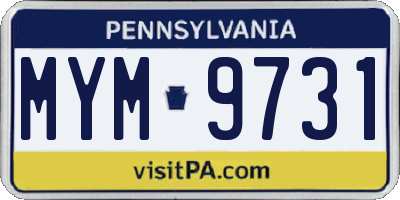 PA license plate MYM9731