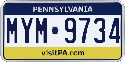 PA license plate MYM9734