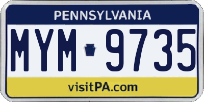 PA license plate MYM9735
