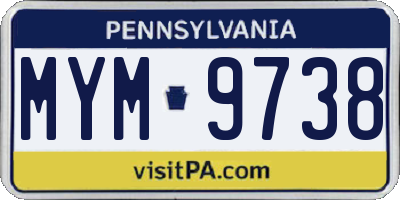 PA license plate MYM9738