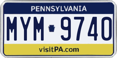 PA license plate MYM9740