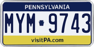 PA license plate MYM9743