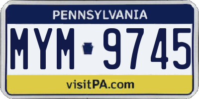 PA license plate MYM9745
