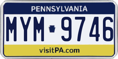 PA license plate MYM9746