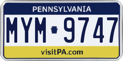 PA license plate MYM9747