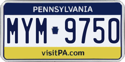 PA license plate MYM9750