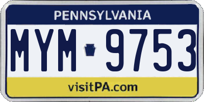 PA license plate MYM9753
