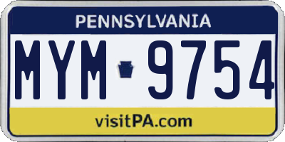 PA license plate MYM9754