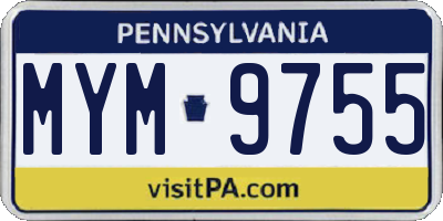 PA license plate MYM9755