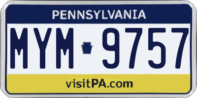 PA license plate MYM9757