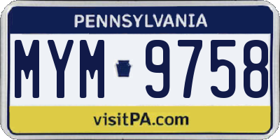 PA license plate MYM9758