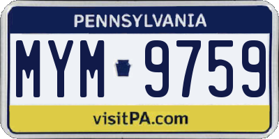 PA license plate MYM9759