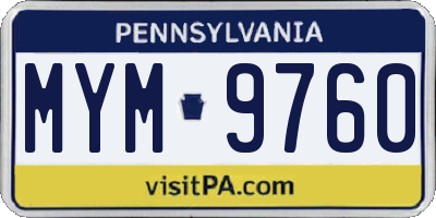 PA license plate MYM9760