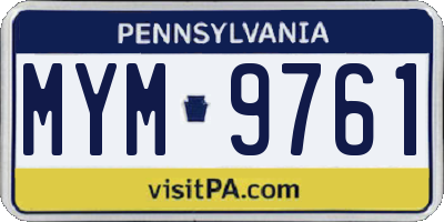 PA license plate MYM9761