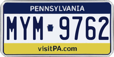 PA license plate MYM9762