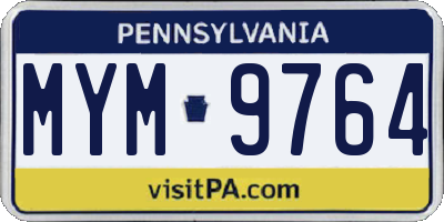 PA license plate MYM9764
