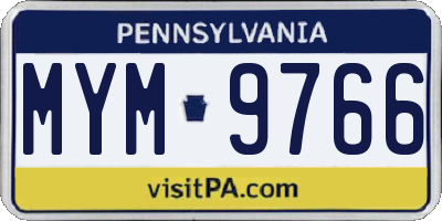 PA license plate MYM9766
