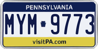 PA license plate MYM9773