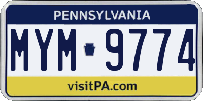 PA license plate MYM9774
