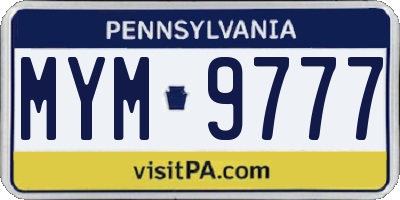 PA license plate MYM9777