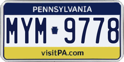 PA license plate MYM9778