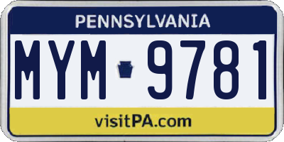 PA license plate MYM9781