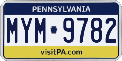 PA license plate MYM9782