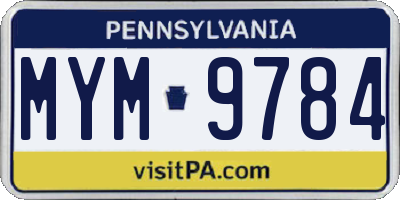 PA license plate MYM9784