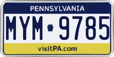 PA license plate MYM9785