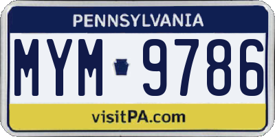 PA license plate MYM9786