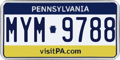 PA license plate MYM9788