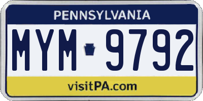 PA license plate MYM9792