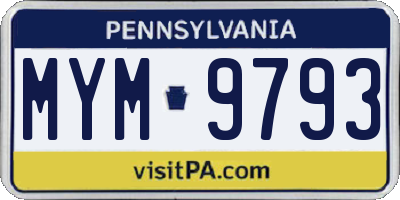 PA license plate MYM9793