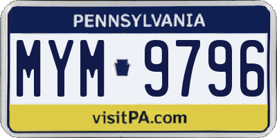 PA license plate MYM9796