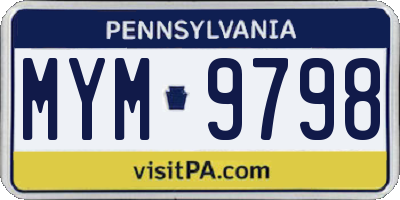 PA license plate MYM9798