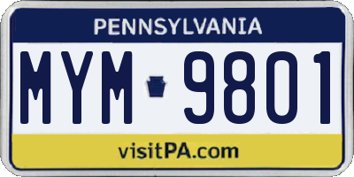 PA license plate MYM9801