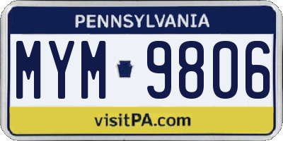 PA license plate MYM9806