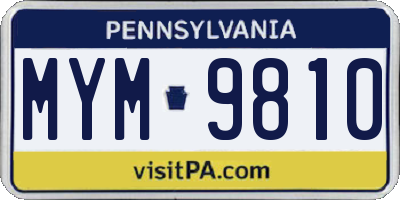 PA license plate MYM9810