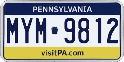 PA license plate MYM9812