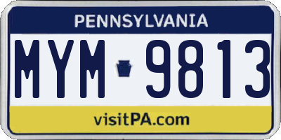 PA license plate MYM9813
