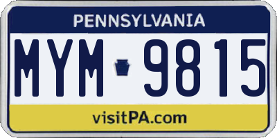 PA license plate MYM9815