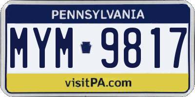 PA license plate MYM9817
